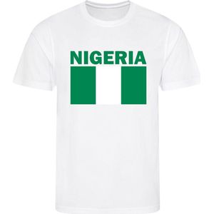 Nigeria - T-shirt Wit - Voetbalshirt - Maat: 146/152 (L) - 11-12 jaar - Landen shirts