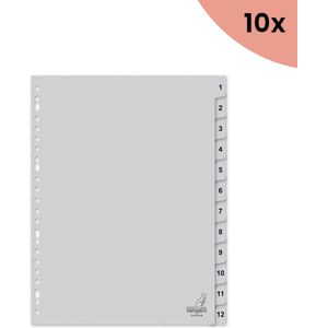 10x KTC Tabblad A4 cijfers PP 120 micron grijs 23-gaats 12-delig EB