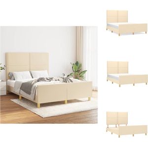 vidaXL Bedframe - Hoofdeinde - Crème - 193 x 146 x 118/128 cm - Duurzaam materiaal - Verstelbare hoogte - Ondersteunende poten - Multiplex lattenbodem - Comfortabele ondersteuning - Bed