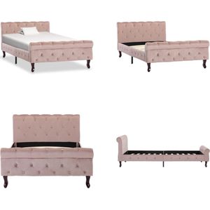 vidaXL Bedframe fluweel roze 100x200 cm - Bedframe - Bedframes - Bed Frame - Bed Frames