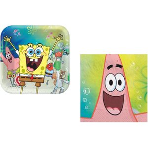 Amscan - Spongebob Squarepants - Feestbordjes - Bordjes - Servetten - Wegwerp - Kinderfeest - Verjaardag.