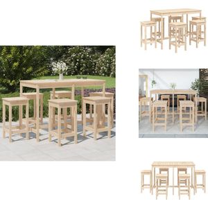 vidaXL Barset - Barsets - Tuinmeubelset - Tuinset - 7-delige Tuinbarset massief grenenhout