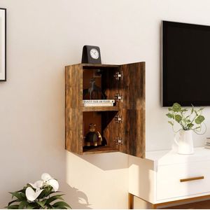 The Living Store Televisiewandmeubelen - Hangende tv-kasten - Tv-meubel - Afmetingen- 30.5 x 30 x 30 cm - Kleur- Gerookt eiken - Materiaal- Bewerkt hout - Montage vereist - Levering bevat- 2 x tv-meubel