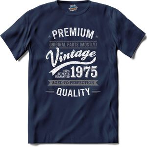 Vintage Legend Sinds 1975 - verjaardag en feest cadeau - Kado tip - T-Shirt - Unisex - Navy Blue - Maat S