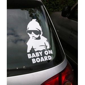 Auto vinyl sticker Baby on Board (Metallic zilver) - NBH®