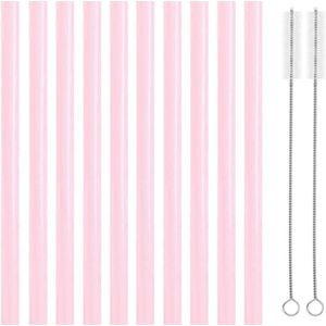 Fako Bijoux® - Siliconen Rietjes Pastel XL - 10 Herbruikbare Rietjes - 25 cm - Duurzaam en Hygiënisch - 2 Schoonmaakborstels - Roze