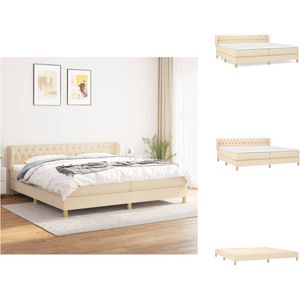 vidaXL Boxspringbed Velda - Bedden - 203x203x78/88 cm - Crème - Pocketvering - Schuim - Verstelbaar hoofdbord - Bed