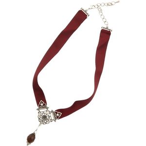 Behave Dames choker ketting rood 40 cm