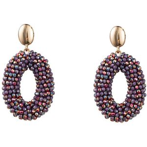 Go Dutch Label Oorhanger full on beads ovaal Lavender