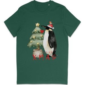 Grappig t Shirt Heren Dames - Kerst Pinguin - Groen - Maat XL