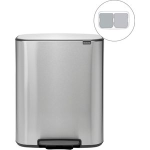 Brabantia Bo Prullenbak - 2 x 30 liter - Afvalscheiding - Matt Steel Fingerprint Proof