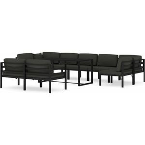 vidaXL - 10-delige - Loungeset - met - kussens - aluminium - antracietkleurig