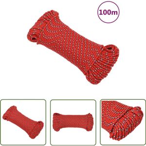 The Living Store Boottouw 5 mm 100 m polypropyleen rood - Scheeps Touw - Boottouw - Polyester Touw - Vaar Touw - Touw 5mm