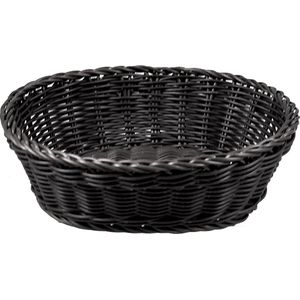 Cosy & Trendy broodmandje - zwart - kunststof - ovaal - L25 x B20 x H8 cm - serveren