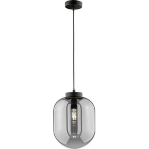 Fischer & Honsel - Hanglamp Regi - 1x E27 max. 40 W (excl.) - Zwart Mat Metaal - Rookglas