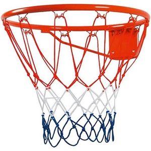 Basketbal ring met net - muurophanging - Dia 46 cm - buiten sporten - metaal/touw - met bevestiging materiaal