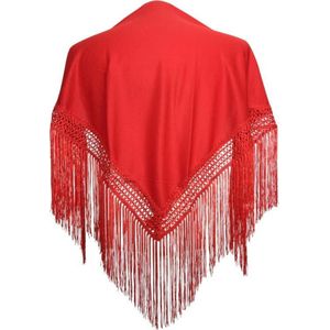 Spaanse manton - omslagdoek - voor kinderen - rood effen - bij flamenco jurk