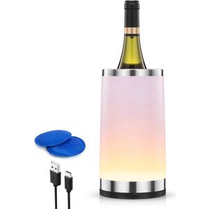 Wijnkoeler met Ambient RGB touchlamp - ideale flessenkoeler voor champagne en wijn - 2 stuks