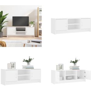 vidaXL Tv-meubel 102x30x37-5 cm bewerkt hout wit - Tv-meubel - Tv-meubelen - Tv-standaard - Televisiemeubel