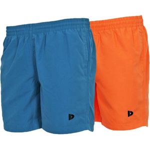 2-Pack Donnay Sport/Zwemshort Toon - Sportbroek - Heren - Petrol-blue/Apricot orange (619) - maat S