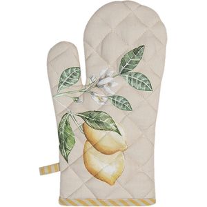 Clayre & Eef Ovenwant 18x30 cm Beige Geel Katoen Citroen Ovenhandschoen