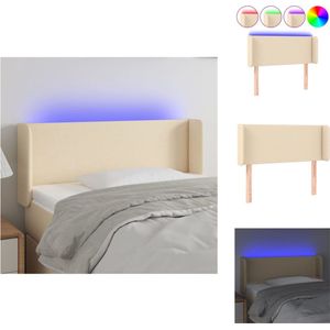 vidaXL Hoofdbord LED - Crème - 103 x 16 x 78/88 cm - verstelbare hoogte - Bedonderdeel