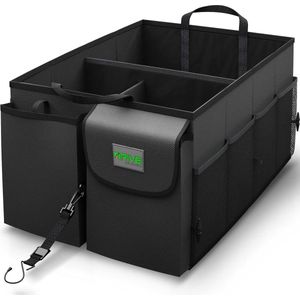 Drive Auto Products, auto-organizer - kofferbakorganizer - koffertas met spanbanden - praktische autovouwdoos - robuuste tas met veel compartimenten (zwart)