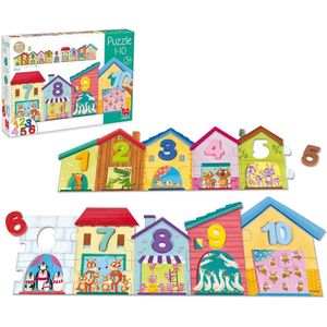 Montessori Houten Puzzel 1-10 - Leer Tot 10 Tellen - Educatieve Puzzel voor Kinderen vanaf 3 Jaar - Vrolijk Gekleurd - Hoogwaardige Kwaliteit - Ideaal voor Tellen en Cognitieve Ontwikkeling - 10-Delig - Meerkleurig