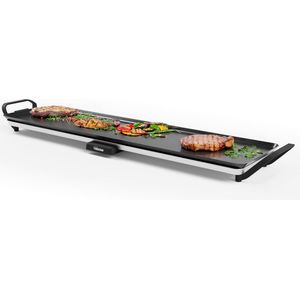 Grillplaat Tristar BP-2669 - Tafelgrill XL 90 x 23 cm - Voor binnen en buiten - BPA Free - Gourmet bakplaat voor op tafel - 10 personen - Met regelbare thermostaat - Anti-aanbaklaag - Zwart