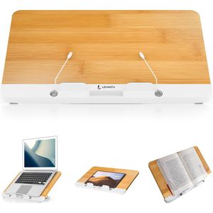 LEVANTU® Boekenstandaard – Boekenhouder – Book holder – Boekenstandaard hout – Tablethouder – Laptop standaard – Verstelbaar