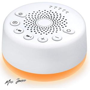 Mrs. Jones Geluidsmachine met 25 rustgevende geluiden en nachtverlichting - 32 volumeniveaus 5 timers geheugenfunctie voor volwassenen baby's en kinderen (wit) .