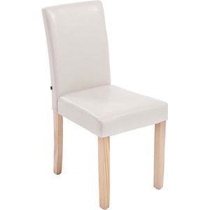 In And OutdoorMatch Stoel Carl - Naturel - Witte Stoel - Bezoekersstoel - Eetkamerstoel - Kunstleer - Hoge kwaliteit bekleding - Stijlvolle stoel - Klassieke stoel