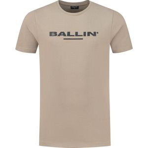 Ballin Amsterdam - Heren Regular fit T-shirts Crewneck SS - Taupe - Maat XXL