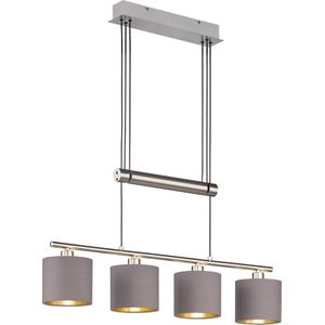 LED Hanglamp - Trion Gorino - E14 Fitting - 4-lichts - Rechthoek - Mat Bruin - Aluminium