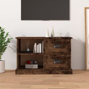 The Living Store TV-Kast - Trendy - Tv-meubel - 73 x 35.5 x 47.5 cm - Gerookt eiken+hout