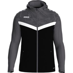 Jako Iconic Jas Met Kap Heren - Zwart / Antraciet | Maat: 4XL