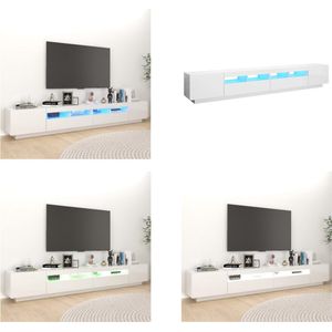 vidaXL Tv-meubel met LED-verlichting 260x35x40 cm hoogglans wit - Tv-kast - Tv-kasten - Televisiekast - Televisiekasten