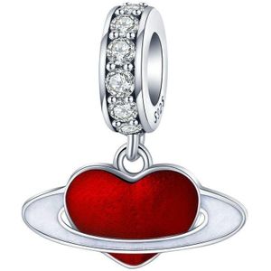 Rood hart dangle bedel zirkonia | bead | Zilverana | geschikt voor alle bekende merken | 925 zilver | moederdag