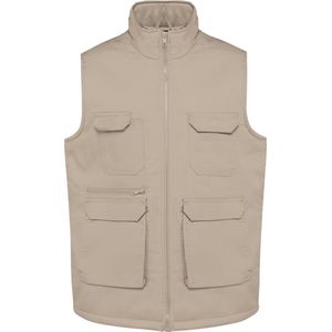 WK. Designed To Work Gewatteerd unisex gilet in polykatoen met veel zakken WK607 - Beige - M