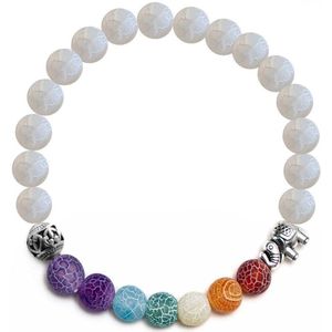 Fako Bijoux® - Buddha Armband - Chakra Reiki - Olifant - Wit