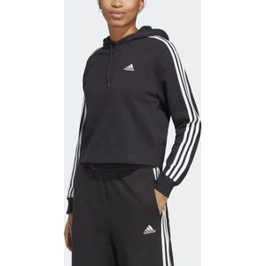 adidas Sportswear Essentials 3-Stripes French Terry Crop Hoodie - Dames - Zwart- XL