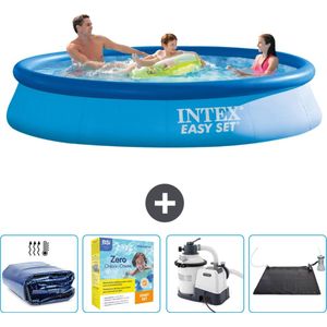 Intex Rond Opblaasbaar Easy Set Zwembad - 366 x 76 cm - Blauw - Inclusief Solarzeil - Onderhoudspakket - Zwembadfilterpomp - Solar Mat
