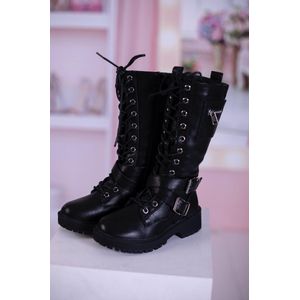 Stoere laarsjes kind kids zwarte boots motorlaarsjes laars schoen girls meisjes