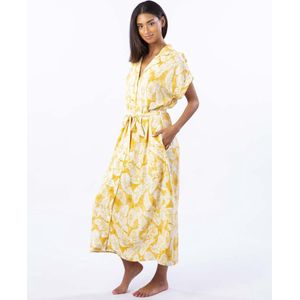 Summer Palm Shirt Dress - Gold