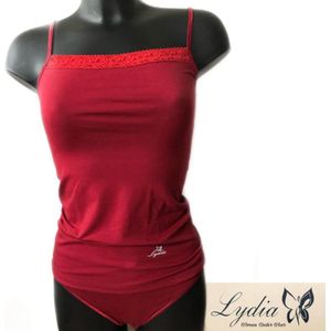 Lydia dames Spaghetti hemdje met kant donker rood maat M