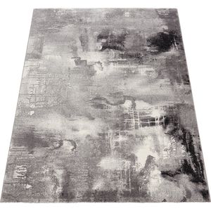 Paco Home Vloerkleed Modern Designervloerkleed Canvas-Look Grijs/Zwart/Wit Gemêleerd 200x290 cm