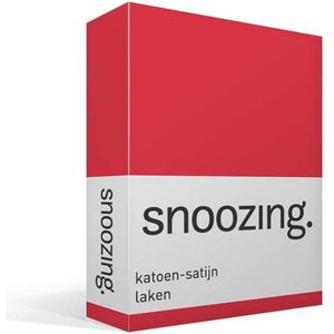 Snoozing - Katoen-satijn - Laken - Lits-jumeaux - 280x300 cm - Rood