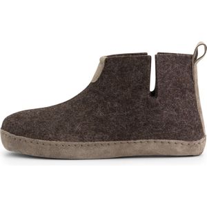 Travelin' Stay-Home Dames hoge sloffen - Wollen pantoffels - Suede zool - Bruin