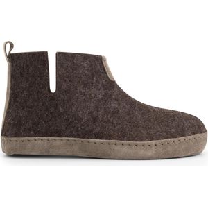 Travelin' Stay-Home Dames hoge sloffen - Wollen pantoffels - Suede zool - Bruin