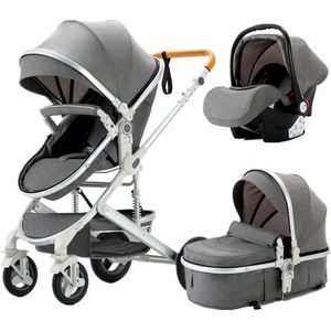 Kinderwagen - Luxe 3 in 1 - 0 tot 3 jaar - max 25 kg - Grijs - Set van 3 - inclusief accessoires